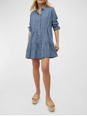 Veronica Beard Jemila Check Tiered Mini Dress